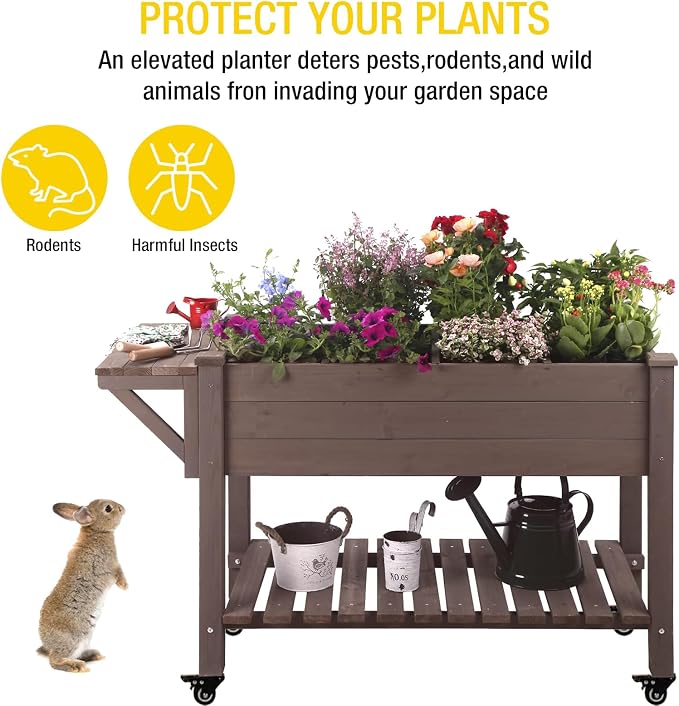 Aivituvin Raised Garden Bed on Wheels, Elevated Plant Boxes Outdoor Large - Image 6