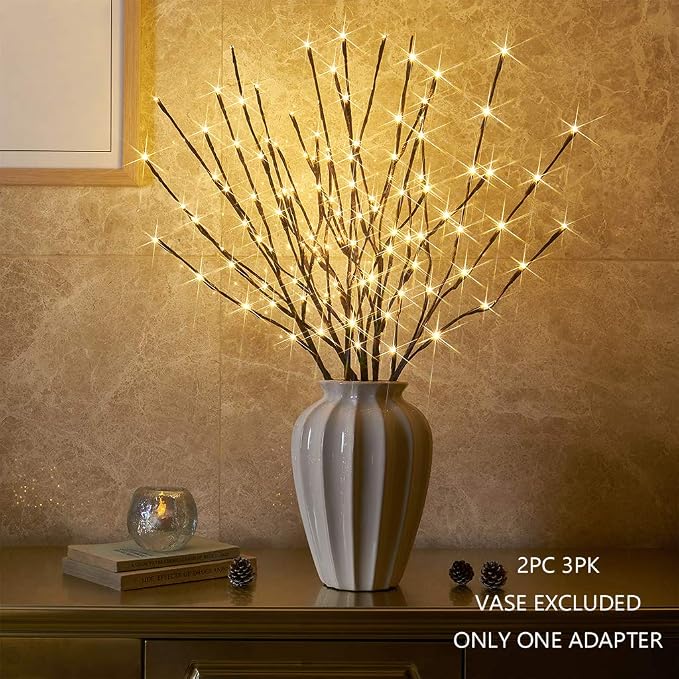 Vanthylit Set of 2 3PK 30" Brown Lighted Twig Stakes 120 Warm White Pathway - Image 2