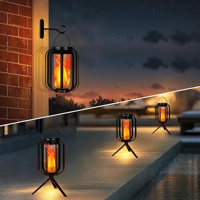 Solar Lantern Outdoor Lights, 2 Pack Waterproof Solar Powered Lanterns - Image 3
