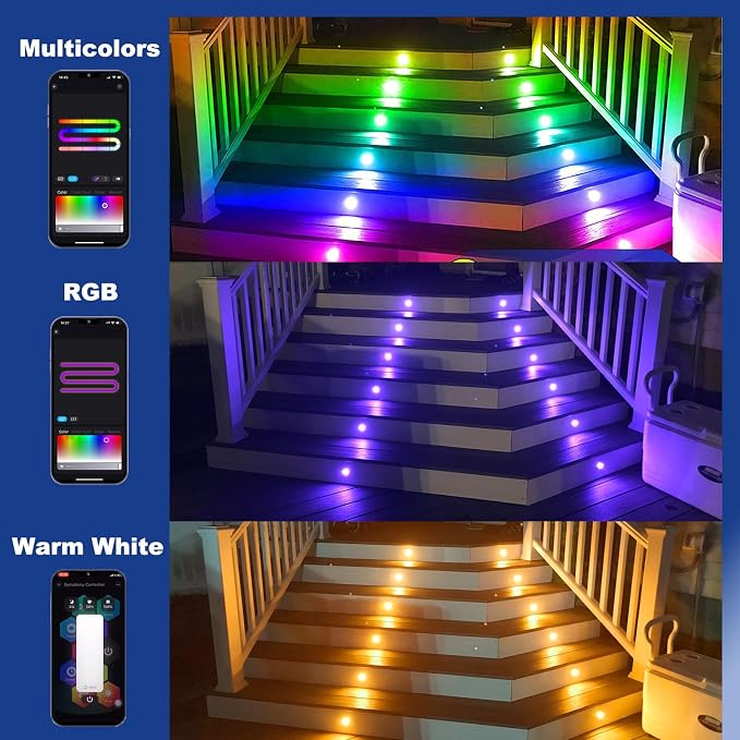 LED Deck Lights Kit, IP67 Waterproof 12V Step Lights Outdoor - Image 2