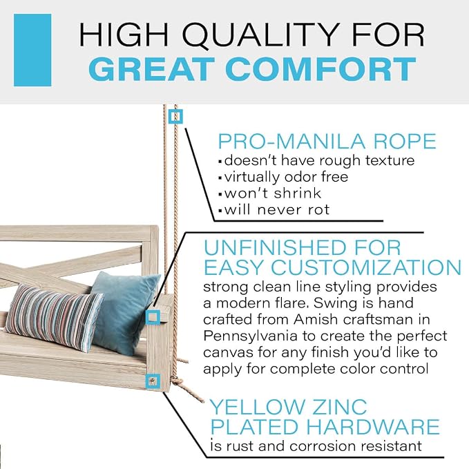 Porchgate Amish Heavy Duty 700 Lb Boardwalk Porch Swing W/Ropes - Image 3