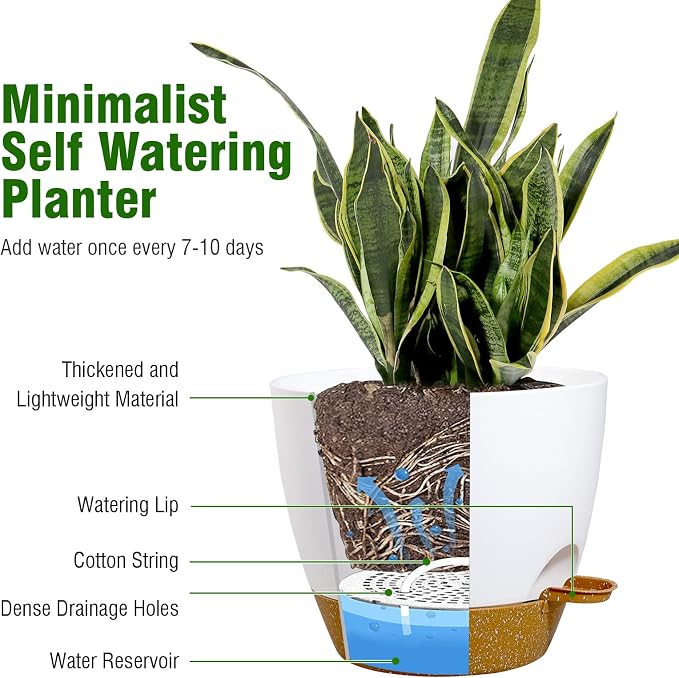 10/9/8 inch Medium Self Watering Pots, Plant Pots - Image 5