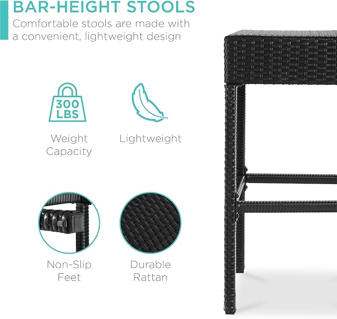 Best Choice Products 5-Piece Outdoor Wicker Bar Table Set - Image 3
