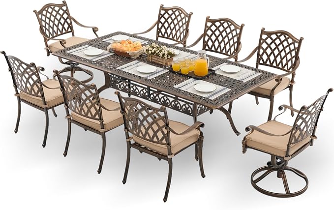 9-Piece Cast Aluminum Patio Furniture, Outdoor Dining Sets by Unknown
