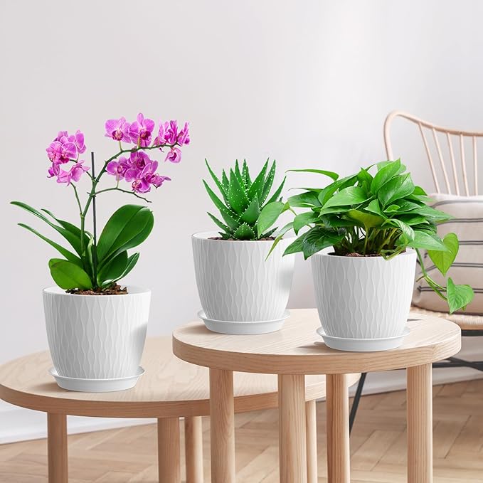 7 inch Plant Pots, 5 Pack Flower Pots - Image 6