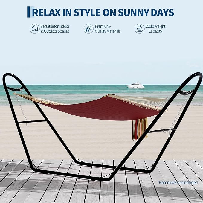 Universal Double Hammock Stand, 550-Pound Capacity, Heavy-Duty Hammock Stand - Image 5