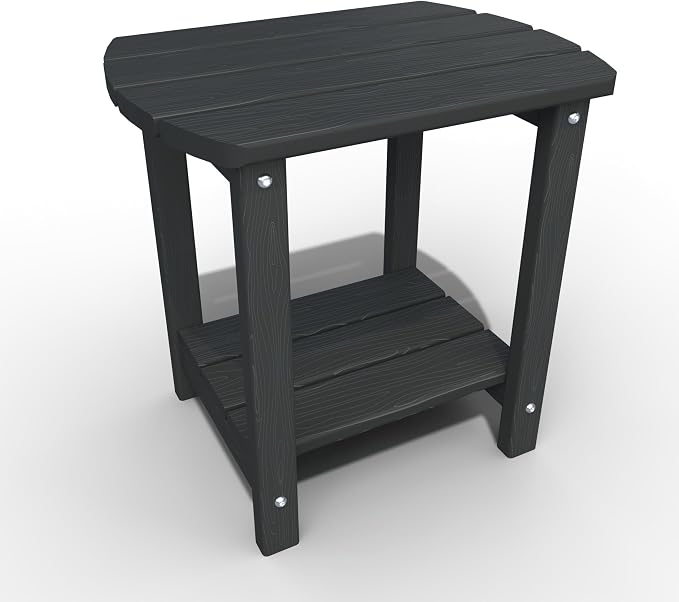 Adirondack Outdoor Side Table, 2-Tier Sturdy Patio End Table Weather Resistant by THOEOE