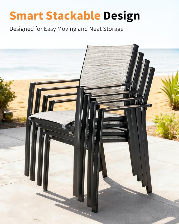 5 Pieces Outdoor Dining Set, Never-Rust Aluminum Expandable Patio Dining Table - Image 6