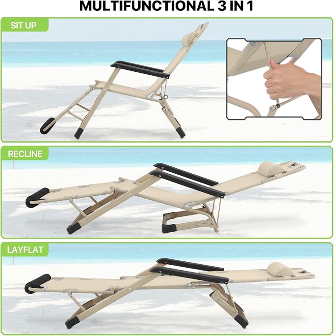 Magshion Folding Patio Chairs Set of 2, Outdoor Lounge Chair - Image 5