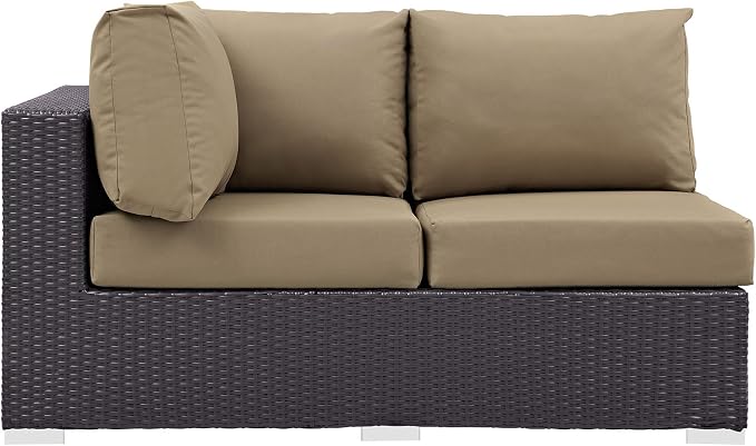 Modway Convene Wicker Rattan Outdoor Patio Left Arm Loveseat in Espresso Mocha - Image 4