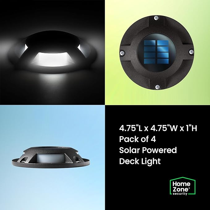 Home Zone 12 Packs Outdoor Solar Deck Light, 120 Lumens Total, Waterproof - Image 5