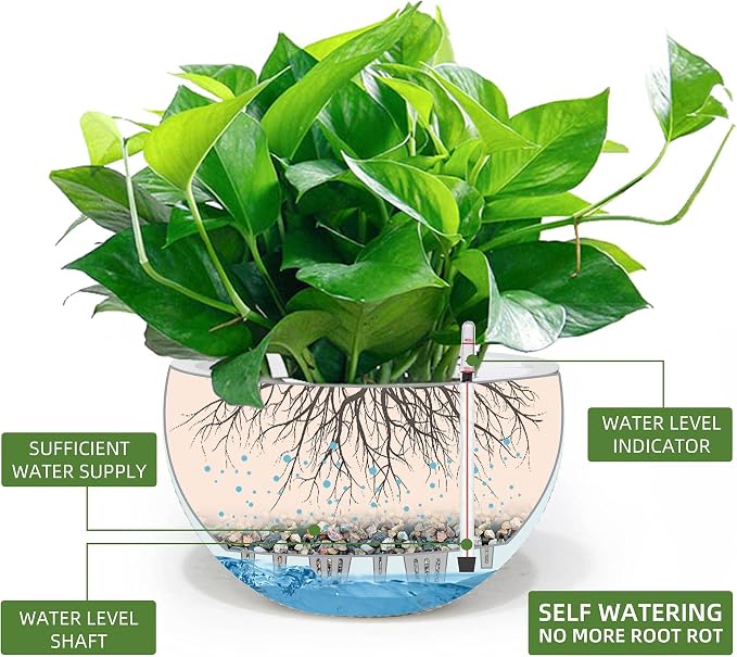 Dexceder 10.5 Inch Large Self Watering Hanging Planters Indoor Outdoor - Image 2