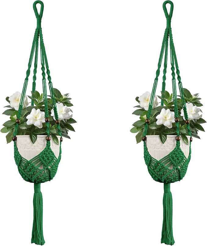 USLAI Macrame Plant Hanger Indoor Outdoor, Fits 3 to 6.5 inch Pots, Hanging by USLAI
