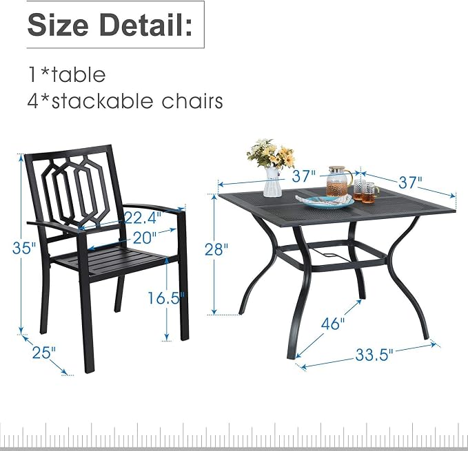 PHI VILLA 5 Pieces Outdoor Dining Set - Image 9