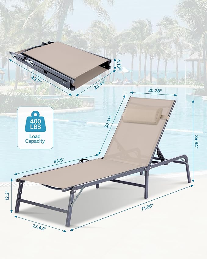 Foldable Chaise Lounge Chair - Image 3