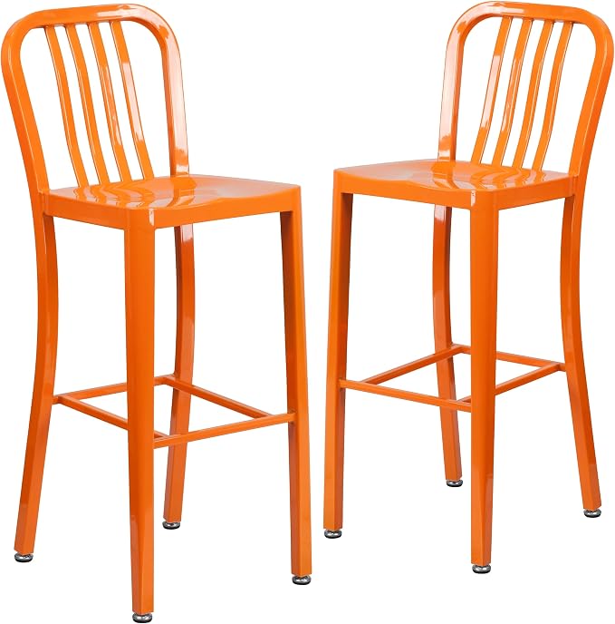 Flash Furniture Commercial Grade 30" High Orange Metal Indoor-Outdoor Barstool by FlashFurniture