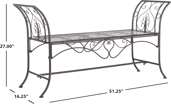 Safavieh PAT5016B Outdoor Collection Adina Rustic Brown Wrought Iron 51-inch - Image 3