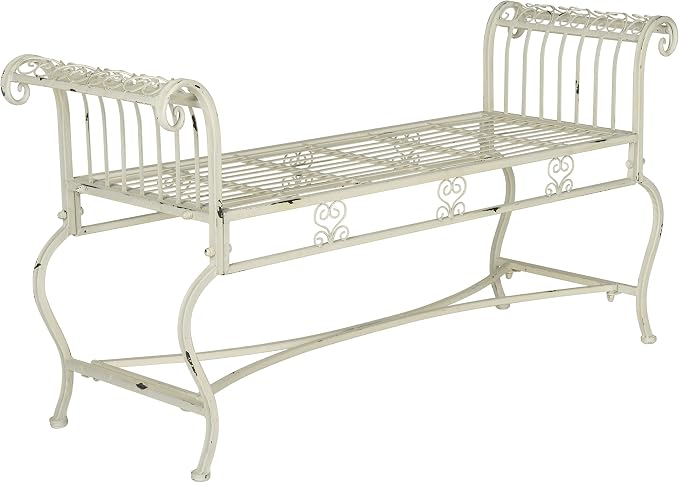 Safavieh Outdoor Collection Brielle Antique White Bench by SAFAVIEH