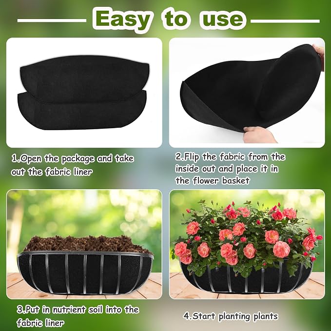 2PCS 30Inch Upgraded Planter Basket Liners Fabric Window Box Liners Felt Trough - Image 5