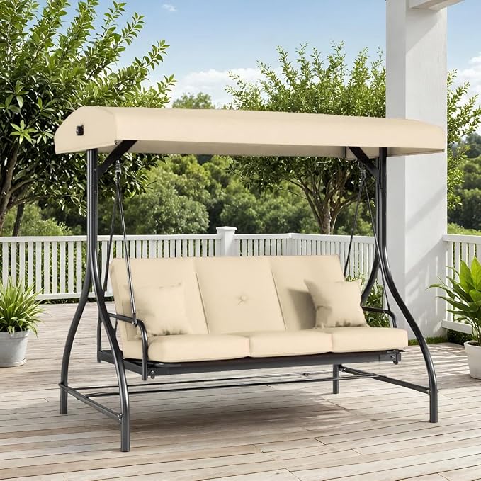 TLSUNNY 3-Seat Outdoor Patio Porch Swing by TLSUNNY