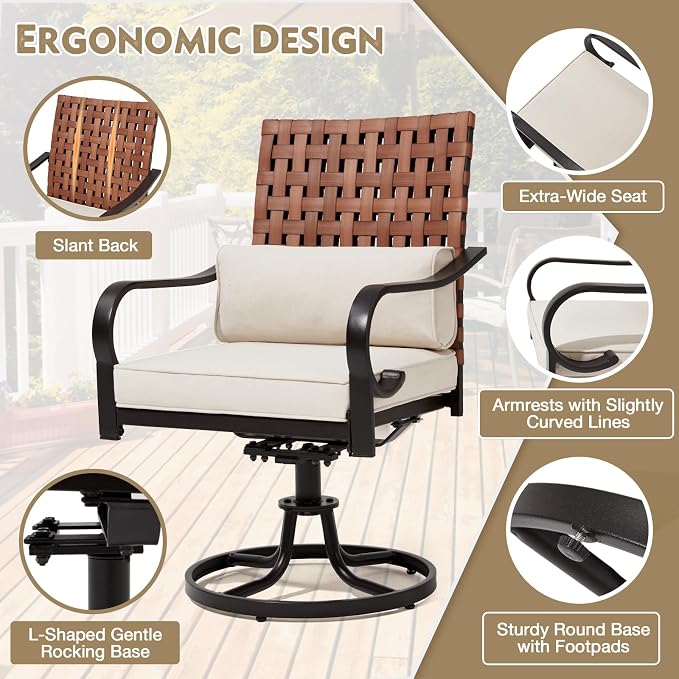 MELLCOM Patio Swivel Chair Set of 6, Outdoor Dining Chairs - Image 5