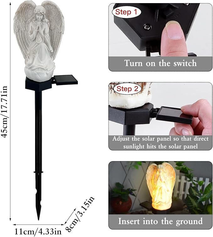 Solar Garden Angel Lights, Waterproof Outdoor Garden Angels Statue Decorations - Image 4