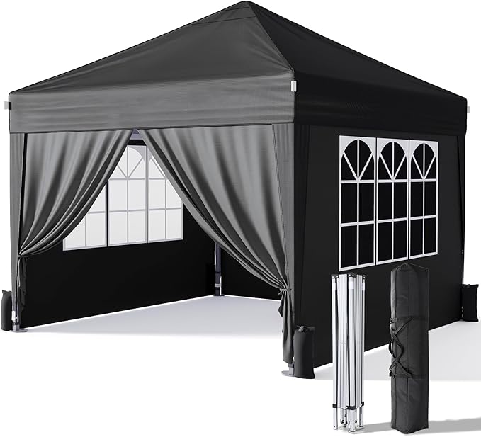 10x10 Pop Up Canopy with Sidewalls, Outdoor Instant Canopy Tent with Carry Bag by Driftalia