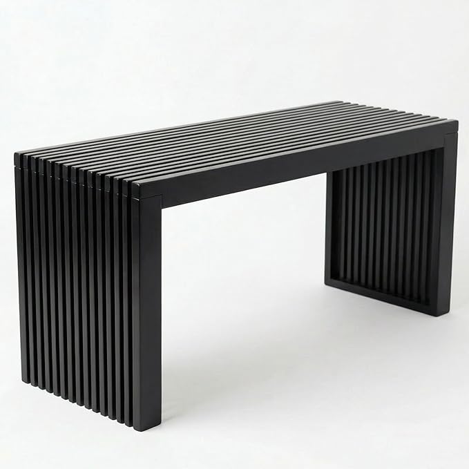 Bamboo Natural 36 inch Wooden Bench, Small Wood Benches by SWEVEN