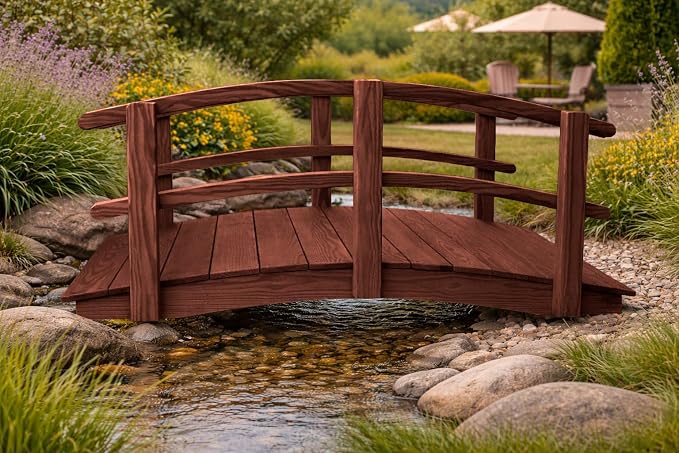 6 FT MAHOGANY Amish Made Garden Bridge - Image 4