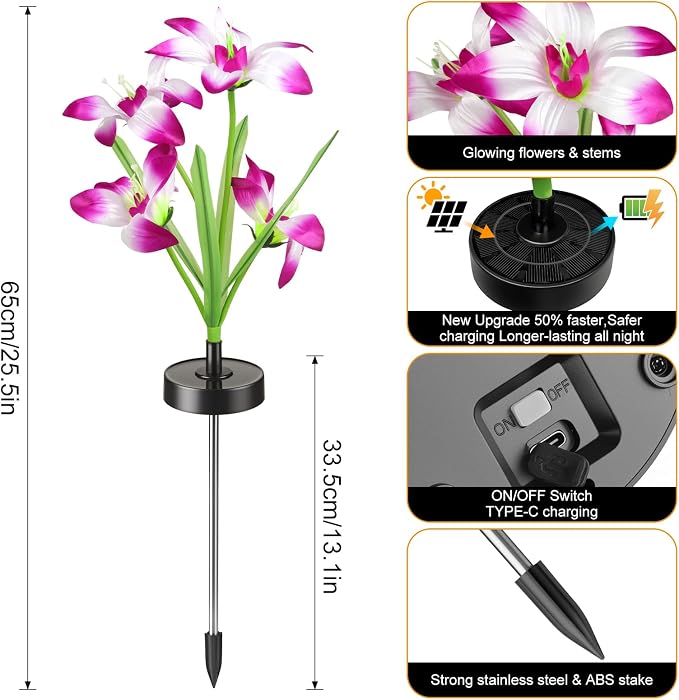 Upgraded Solar Garden Lights, 4 Pack Outdoor Solar Lights, New Round Panel - Image 3