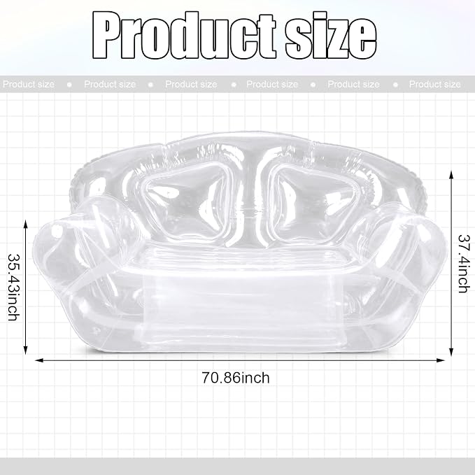 Kigley Inflatable Chair Blow Up Couches Transparent Inflatable Sofa Seat Yard - Image 3
