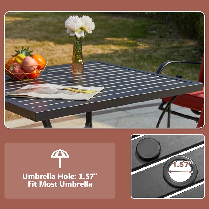 MELLCOM 5 Pcs Outdoor Dining Set, 4 Swivel Rocker Chairs - Image 7