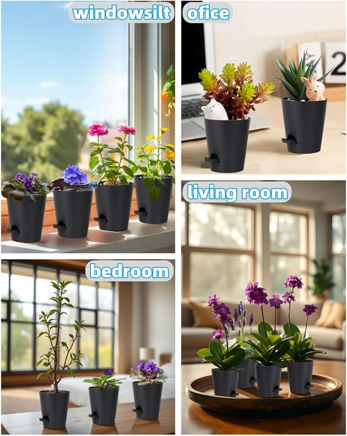 12 Pack 4 Inch Self Watering Plant Pots - Image 7