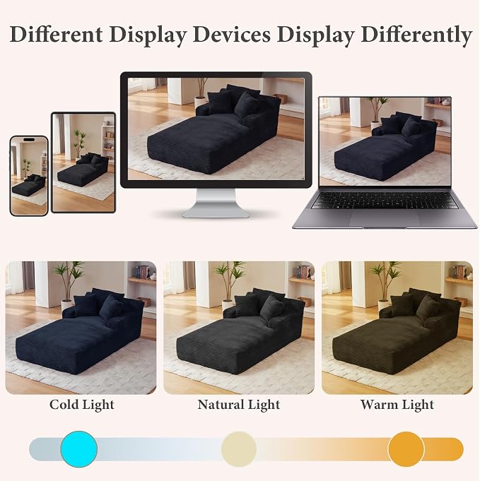 78.7" Chaise Lounge Chair Indoor, Oversized Boneless Couch Comfy Upholstered - Image 9