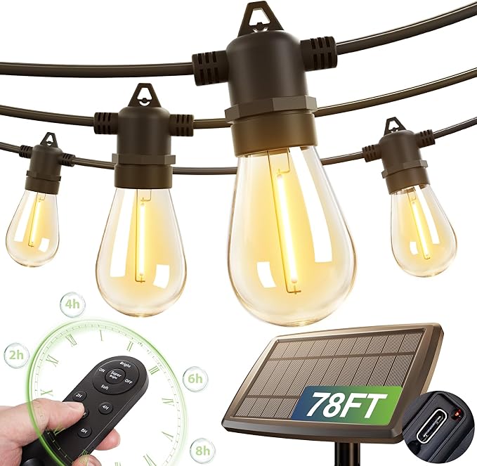 addlon 78 FT Solar String Lights Outdoor Waterproof by addlon