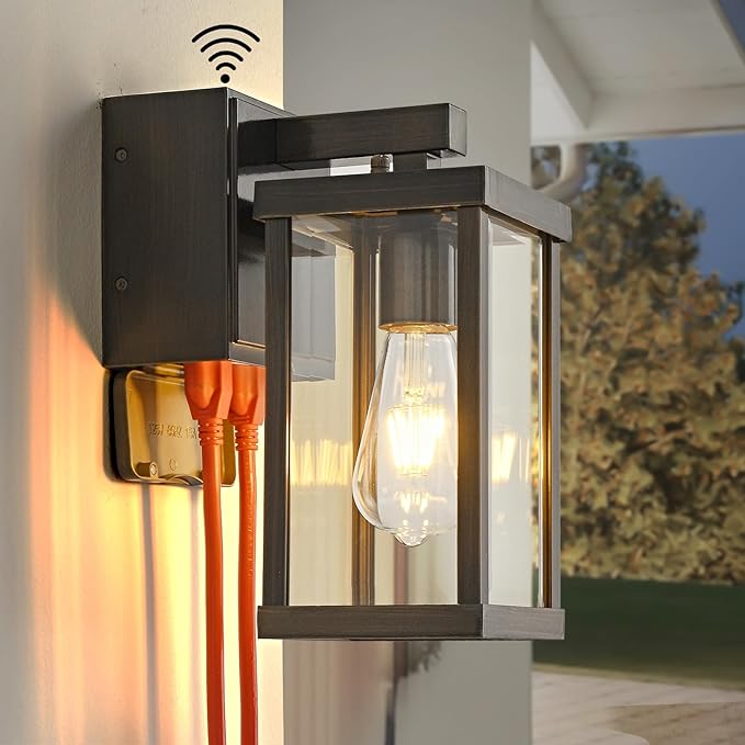 Dusk to Dawn Porch Lights with GFCI Outlets Waterproof Outdoor Wall Lights by JOKAONOTL