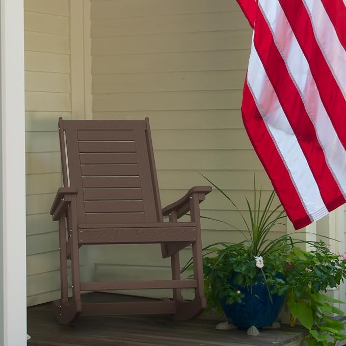 GREENVINES Outdoor Rocking Chairs | Porch Rocker | HDPE Plastic | Wood Grain | - Image 6