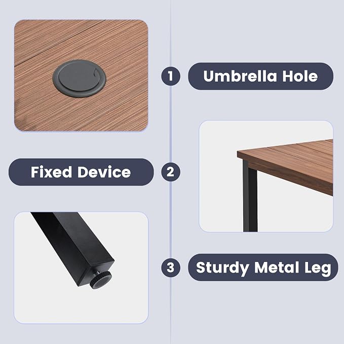 VICLLAX Square Patio Dining Table - Image 4