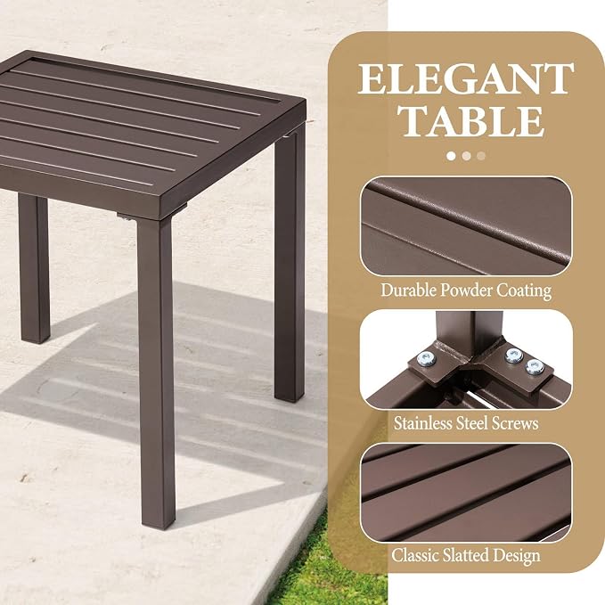 Crestlive Products Outdoor Side Table, Small Square Metal End Table Easy - Image 4