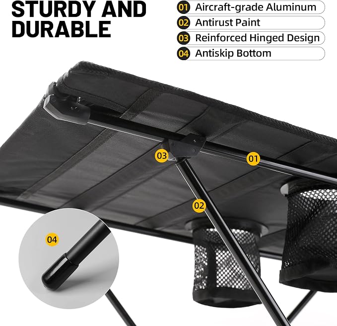 ZUNE LOTOO Portable Camping Table Folding, Small Beach Table Foldable - Image 5