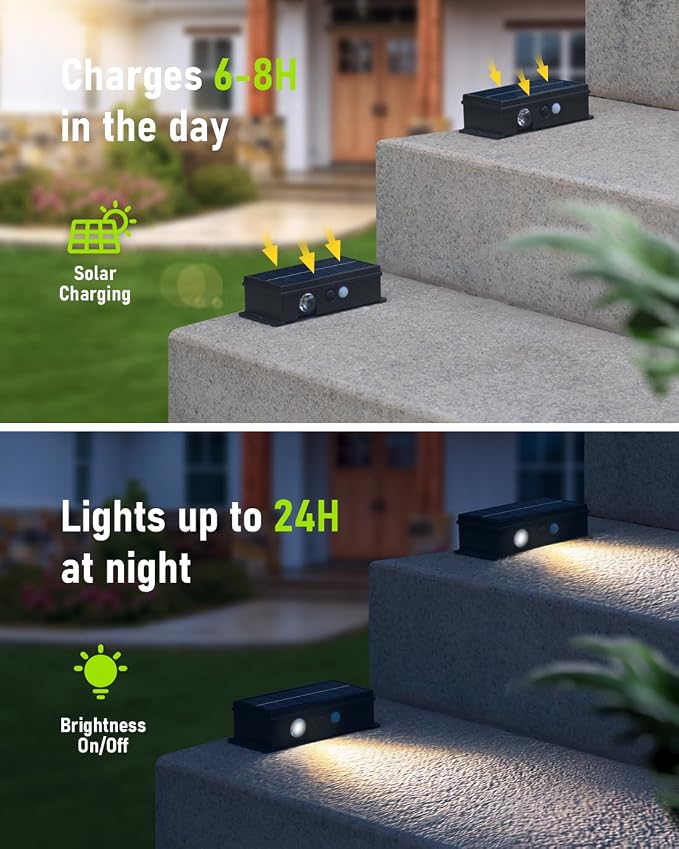 Solar Stair Lights Outdoor Waterproof Motion Sensor Solar Step Light 5 Modes - Image 4