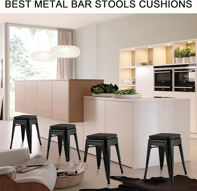 BUYUE Enhanced Anti-Slip Magnetic Bar Stool Cushions Set of 4, Luxury PU - Image 5