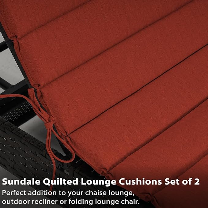 Sundale Outdoor Olefin Quilted Lounge Cushion Set of 2, Patio Foldable Chaise - Image 6