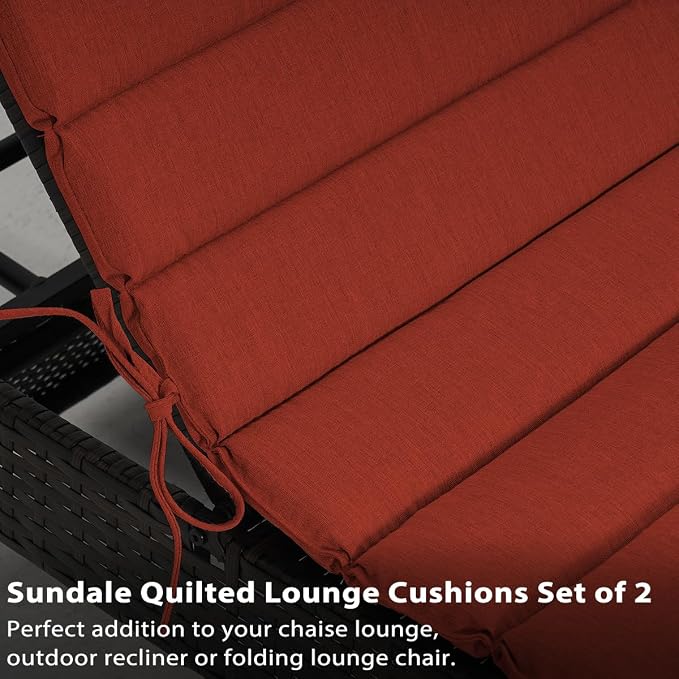 Sundale Outdoor Olefin Quilted Lounge Cushion Set of 4, Patio Foldable Chaise - Image 6