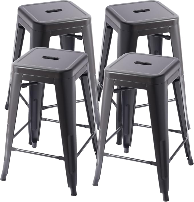 Stackable Metal Bar Stool Backless Indoor-Outdoor Counter Stools Fullmetal by VENIHOME
