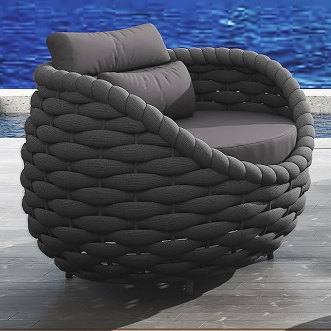 TWT Patio Sofa All-Weather Textilene Rope Balcony Furniture - Image 6