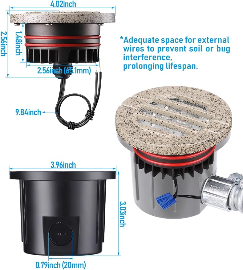 LEONLITE Dia. 4 Inch Well Lights Landscape LED In Ground, Grated Top, 3000K - Image 6