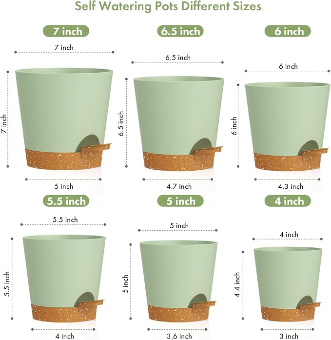 7/6.5/6/5.5/5/4 inch Self Watering Pots - Image 2