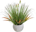AlphaAcc 16.5" Fake Grass Plant Decorative Faux Greenery in Textured Gray by AlphaAcc