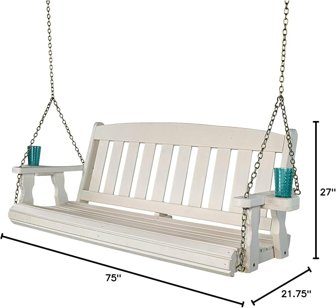 Amish Casual Heavy Duty Mission Treated Porch Swing, Semi-Solid White Stain - Image 3